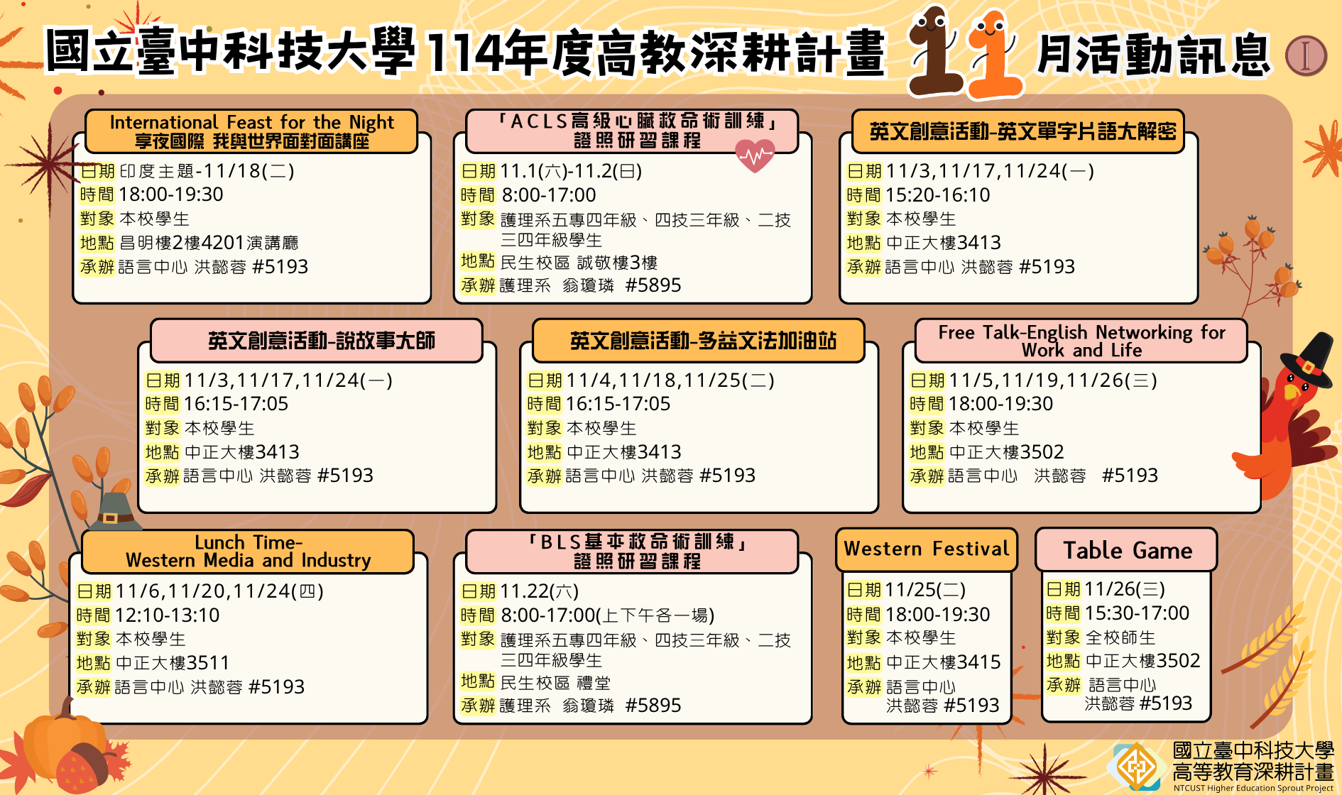 114年高教深耕計畫—11月活動訊息
