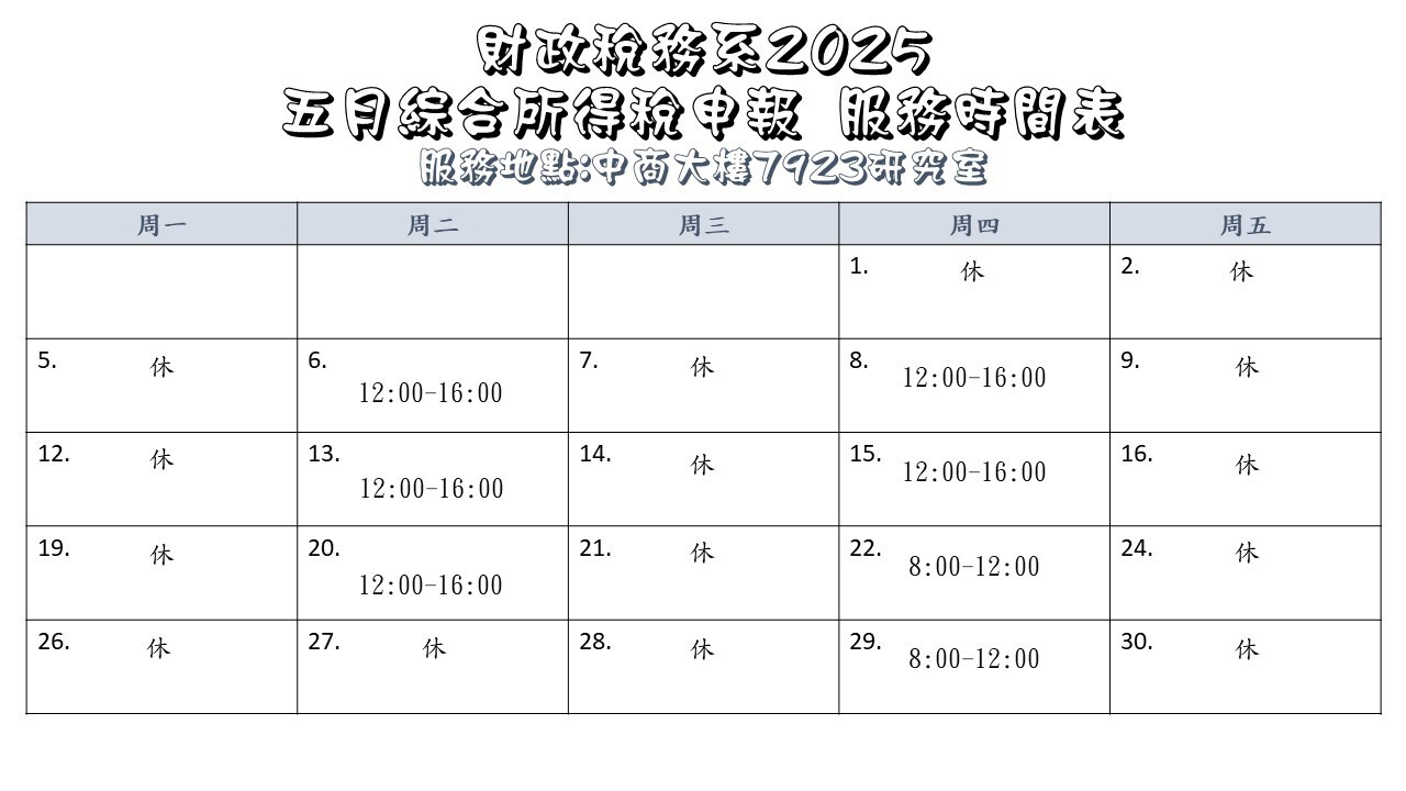 財政稅務系2025五月綜合所得稅申報